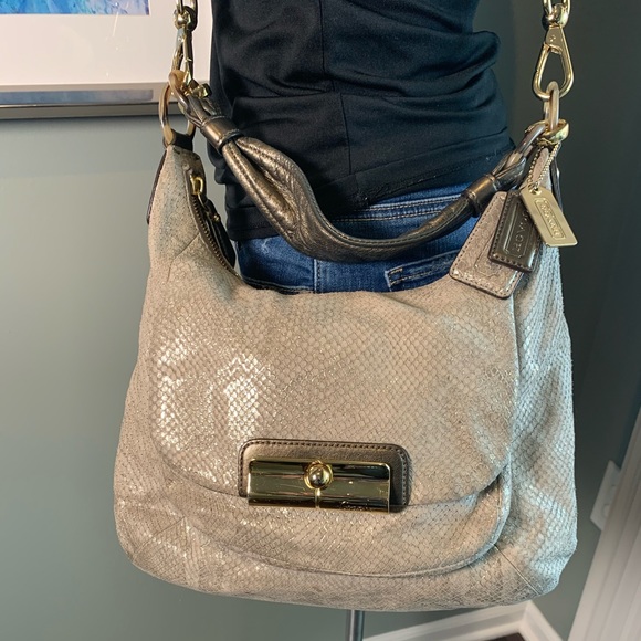 Coach Kristin Python Embossed Leather Hobo Bag - Picture 1 of 13